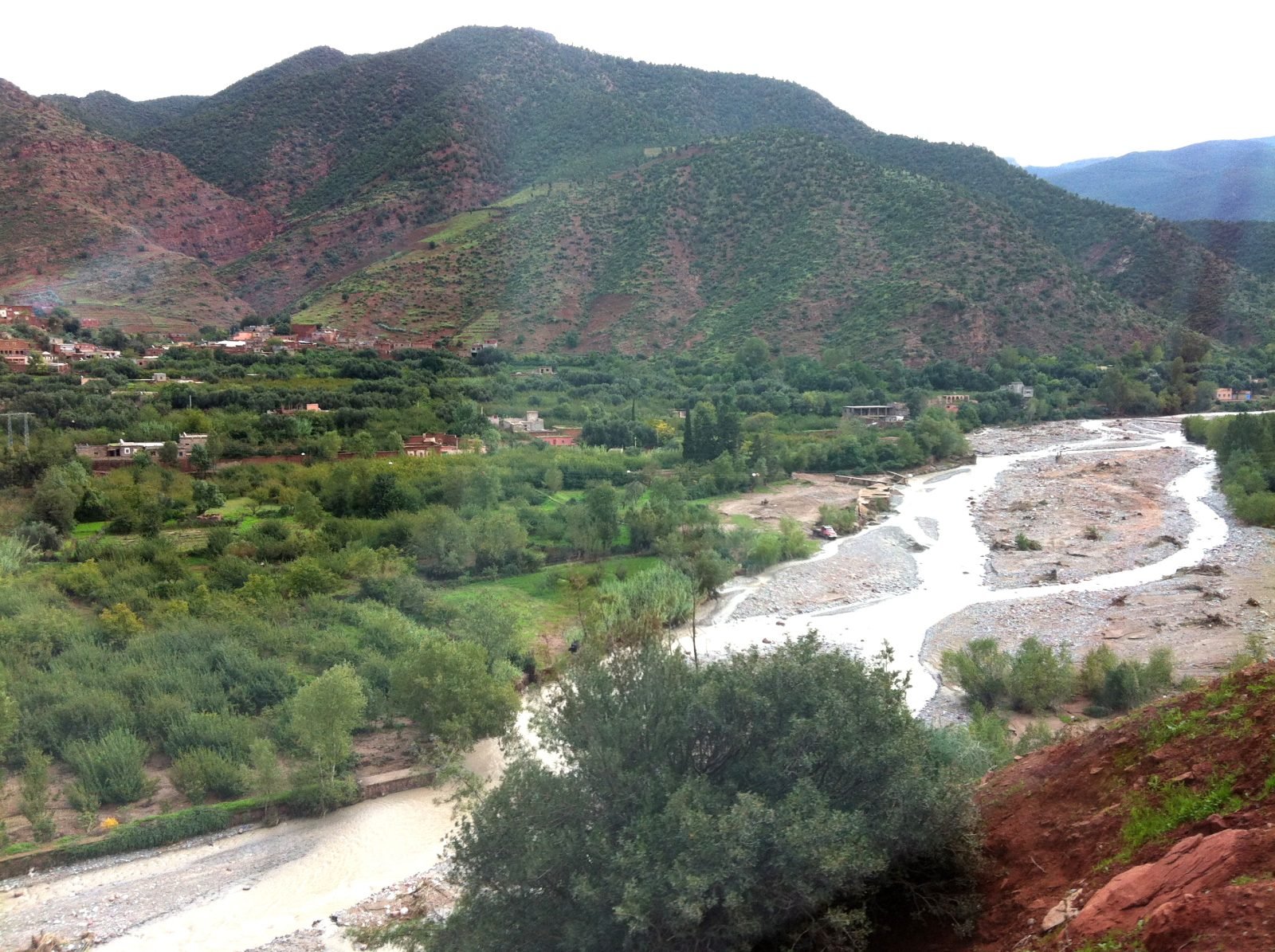 River and green valley in the High Atlas mountains of Morocco
